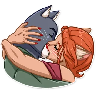 💏 Katze, Kuss, Liebe, Tier, Cartoon, Haustier, Romantisch telegram sticker