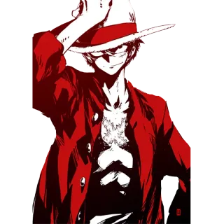 😏 Monkey D. Luffy One Piece Anime, Manga, Luffy, One Piece, Pirate, Chapeau de paille, Rouge whatsapp sticker