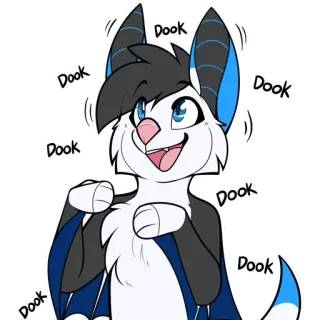 😇 Dook Dook Dook Dook Dook Dook pipistrello, animale, peloso, cartone animato, carino, personaggio, dook telegram sticker