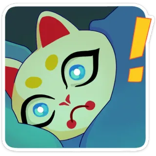 😳 cat mask, exclamation mark, animal, digital art, sticker, mascot whatsapp sticker