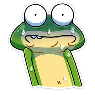 😰 rana, sudor, ansioso, dibujo animado, nervioso, gracioso, emoji telegram sticker