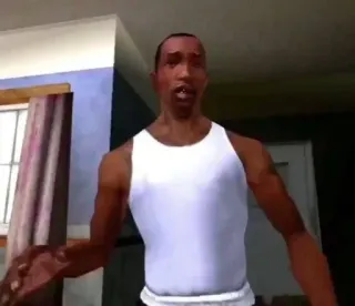 🌟 CJ Grand Theft Auto: San Andreas CJ, Grand Theft Auto, San Andreas, персонаж, игра, видеоигра whatsapp sticker