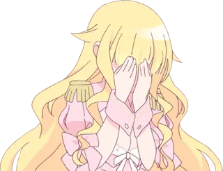 🙈 Anime, Dziewczyna, Blondynka, Płacz, Smutny, Słodki telegram sticker