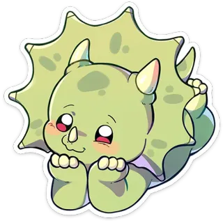 ⭐ dinosaure, tricératops, mignon, kawaii, animal, dessin animé telegram sticker