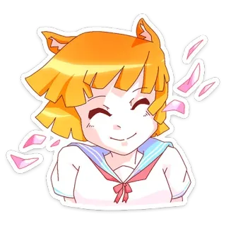 ☺️ Anime, Orejas de gato, Sonrisa, Uniforme escolar, Lindo, Kawaii, Chica telegram sticker