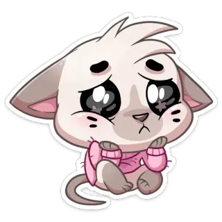😔 Katze, Kätzchen, traurig, süß, Aufkleber whatsapp sticker