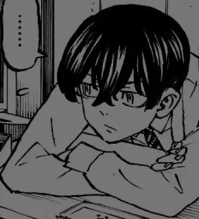 ✖️ ...... anime, manga, cartoon, thinking, boy, monochrome whatsapp sticker