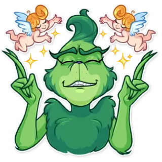 🤞 Grinch Grinch, Navidad, dibujos animados, verde, personaje, caprichoso whatsapp sticker