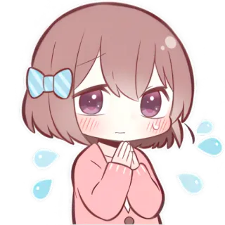 🥹 애니메이션, 만화, 귀여운, 여자, 간청, 사과 telegram sticker