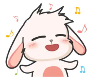🎶 coelho, música, notas, fofo, feliz telegram sticker