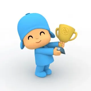 😀 Pocoyo kartun, trofi, karakter, Pocoyo, perayaan, pencapaian telegram sticker