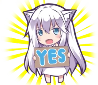 👍 YES Anime, Chica gato, Sí, Aprobación, Lindo, Kawaii, Chibi whatsapp sticker