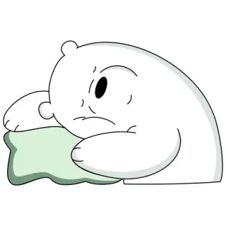 😴 Ice Bear We Bare Bears Мультфильм, Медведь, Сонный, Подушка, Белый медведь, Животное whatsapp sticker