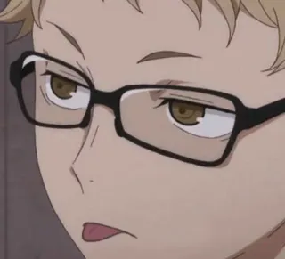 🦕 Kei Tsukishima Haikyuu!! anime, glasses, kei tsukishima, haikyuu, blond hair, frown telegram sticker