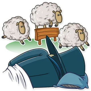 😴 pecora, contare le pecore, sonno, insonnia, animali, cartoni animati, sognare whatsapp sticker
