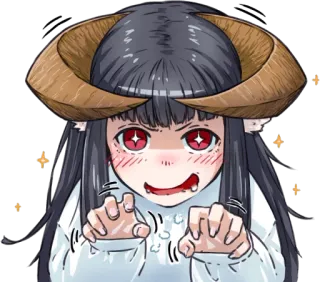 🤤 アニメ, 女の子, 角, かわいい, カワイイ, ステッカー telegram sticker