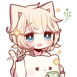 👋 anime, sticker, kawaii, cute, cat, chibi, cartoon telegram sticker