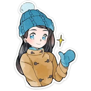 👋 menina, inverno, chapéu, luvas, fofa, jaqueta telegram sticker