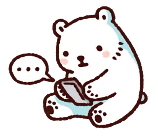 🐻 polar bear, animal, cute, kawaii, phone, chat, cartoon whatsapp sticker