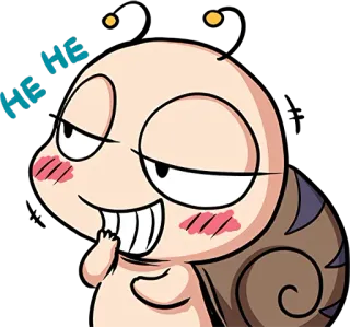 😁 HE HE caracol, dibujos animados, lindo, divertido, expresión, personaje whatsapp sticker