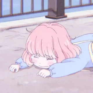 😣 garota anime, chorando, triste, cabelo rosa, fofa, emocional telegram sticker