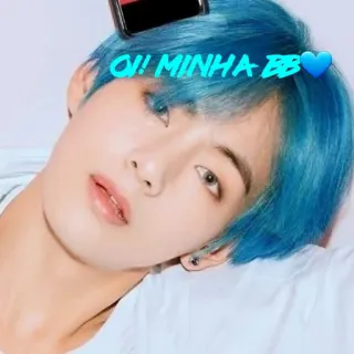 💙 Oi! MINHA BB K-pop, BTS, V, Idol, pelo azul, guapo whatsapp sticker