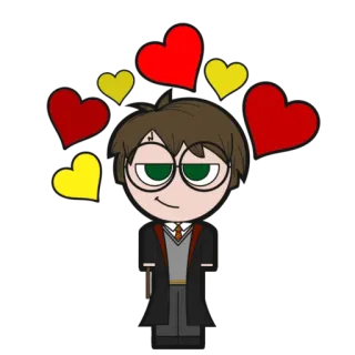 🥰 Harry Potter harry potter, penyihir, sihir, hati, kartun, fantasi whatsapp sticker