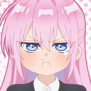 ❤️ anime, chica, pelo rosa, dibujo animado, enojado, lindo, pegatina whatsapp sticker