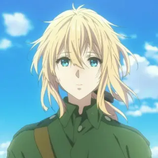 ✨ Violet Evergarden Anime, Ragazza, Personaggio, Violet Evergarden, Bionda, Occhi azzurri telegram sticker