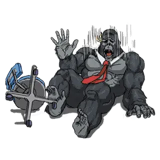 😵 gorilla, business, office, fail, fall, animal, funny whatsapp sticker