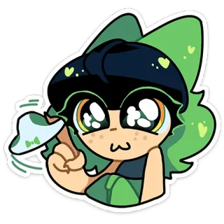 ⭐ Dessin animé, Anime, Personnage, Mignon, Kawaii, Vert telegram sticker