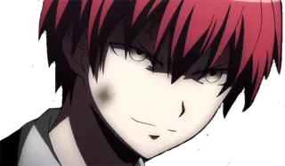 😈 Karma Akabane Assassination Classroom anime, character, red hair, smirk, karma, akabane telegram sticker