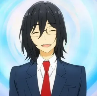 ✏️ Izumi Miyamura Horimiya anime, sonriendo, gafas, uniforme escolar, manga telegram sticker