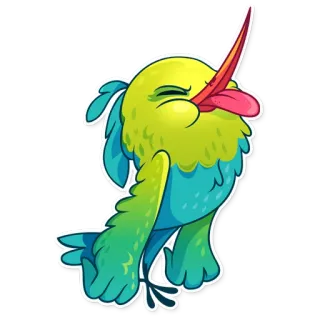 😝 vogel, cartoon, sticker, grappig, kolibrie, schattig telegram sticker