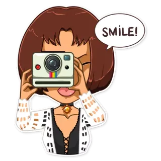 📸 SMILE! macchina fotografica, fotografia, ritratto, ragazza, felice whatsapp sticker