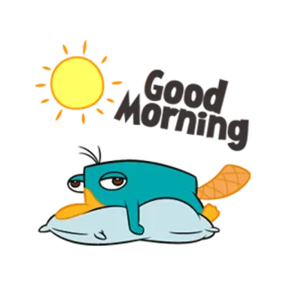 😳 Perry the Platypus Phineas and Ferb cartone animato, ornitorinco, assonnato, animale, cuscino telegram sticker