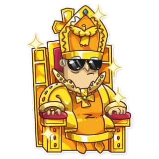 😎 pope, gold, throne, sunglasses, cartoon, religious leader telegram sticker
