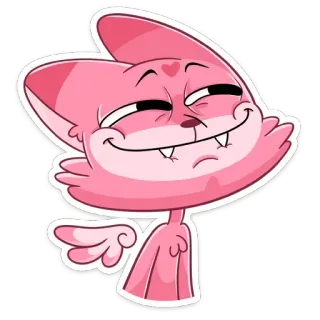 ☺️ 고양이, 만화, 분홍색, 동물, 미소, 귀여운 telegram sticker