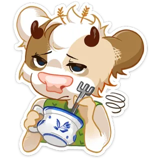 🍶 소, 동물, 만화, 귀여운, 털복숭이, 캐릭터 telegram sticker