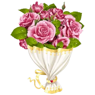 🌹 flowers, bouquet, roses, pink, floral whatsapp sticker