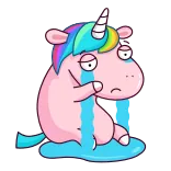😊 unicorn unicorn, crying, sad, tears, cartoon, cute, upset whatsapp sticker
