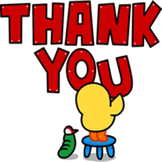 😇 THANK YOU gracias, gratitud, pájaro, pato, silla whatsapp sticker