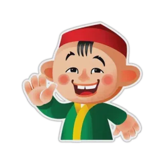 ✋️ 만화, 아이, 손 흔들기, 미소 whatsapp sticker