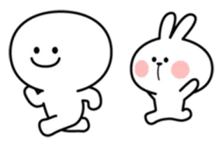 😁 süß, Cartoon, Figuren, Hase, laufend, fröhlich whatsapp sticker