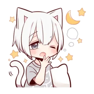 🥱 anime, chibi, cute, catboy, sleepy, kawaii, manga telegram sticker