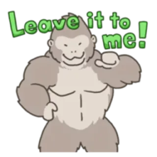 💪 Leave it to me! Gorille, Singe, Animal, Compte sur moi, Dessin animé, Confiant telegram sticker