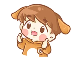 👍 anime jongen, hondenoren, schattig, cartoon, personage, duim omhoog telegram sticker