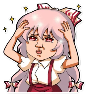 👑 аниме, мультфильм, в замешательстве, расстроен, головная боль, Touhou Project telegram sticker