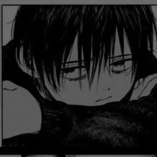 🖤 anime, manga, boy, emo, black and white, sad whatsapp sticker