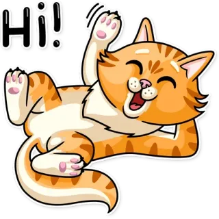 👋 Hi! gato, fofo, acenando, laranja, desenho animado, amigável telegram sticker